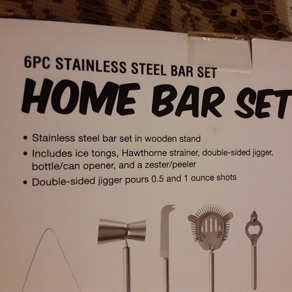 Protocol Stainless Steel Home Bar Set in Wooden Stand - Picture 3 of 3